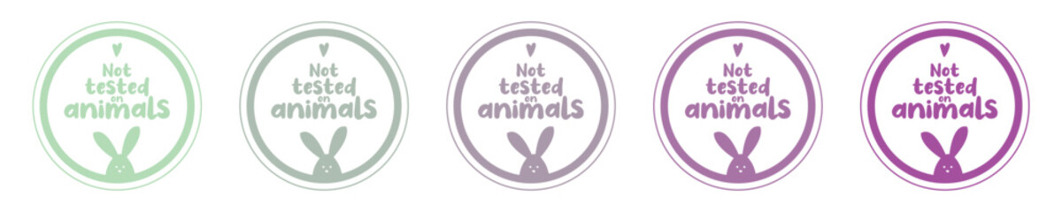 Not tested on animals label, set of stickers, label background
