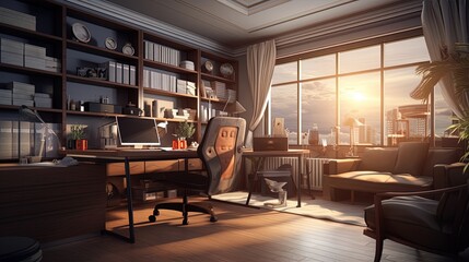 Modern home office interior generated by AI