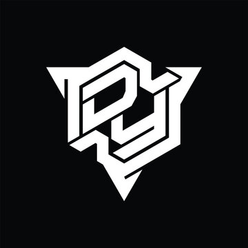 recommend clip art: DY Logo monogram hexagon shape with triangle outline gaming style design