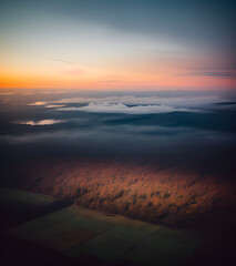 Sky and sunrise over countryside 