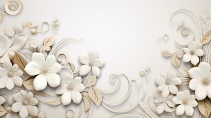 Fototapeta na wymiar White floral ornament background