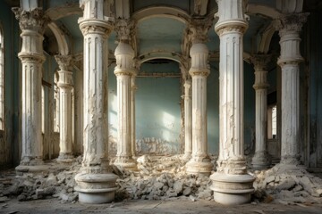 Antique columns abadoned. Generate Ai