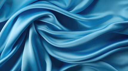 Fototapeta premium Waves of blue satin fabric