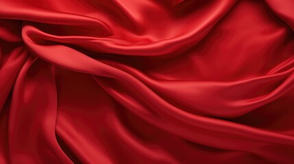  Waves of red satin fabric - obrazy, fototapety, plakaty