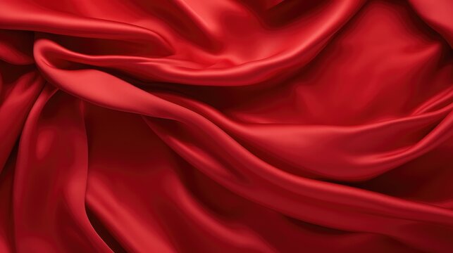  Waves of red satin fabric