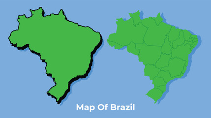 Fototapeta premium Vector Brazil 3D map set simple flat illustration