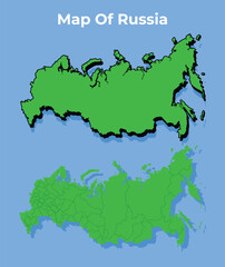 Vector Russia 3D map set simple flat illustration