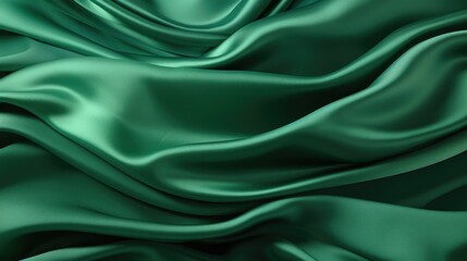 Fototapeta premium Waves of green satin fabric
