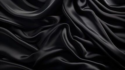 Obraz premium Waves of black satin fabric