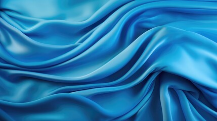 Fototapeta premium Waves of azure satin fabric