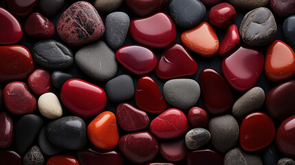 Crimson Rhapsody: Intricate Details of Red Pebble Texture. Generative AI
