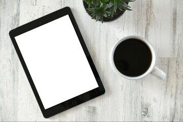 Computer tablet e-reader with blank white screen for mock up