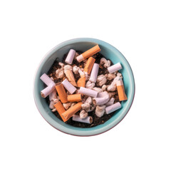 Cigarette remains in ashtray anti smoking symbol