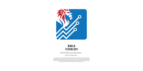 lion modern technology logo design for graphic designer or web developer