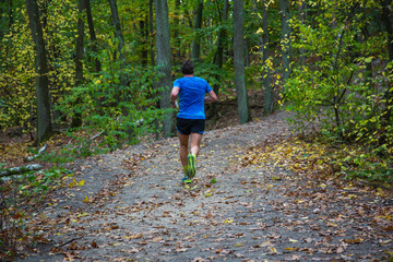 Läufer beim Crosslauf im Wald