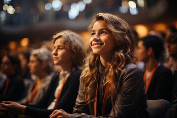 Students embrace the modernity of education as they immerse themselves in a captivating lecture within the striking surroundings of a modern amphitheatre