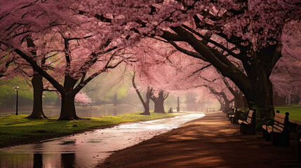 桜並木の公園