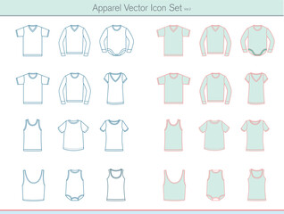 Fashion icon, Apparel Icon, Cloth line art, boys cloth, women cloth, child dress line art, Line art vector, free vector, Icon set, garment product, Vector icon set.