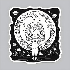 A child stands in front of a globe, Sticker 2d cute fantasy, international day of charity
