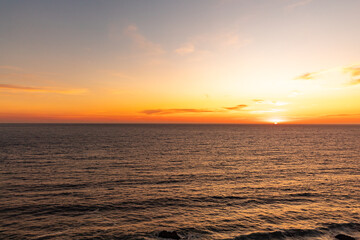sunset on the beach on Cochoa beach, Vina del Mar, Valparaiso, Chile