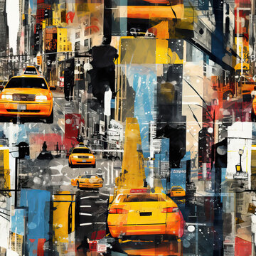 New York streets art collage USA America repeat pattern