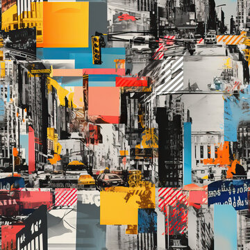 New York streets art collage USA America repeat pattern