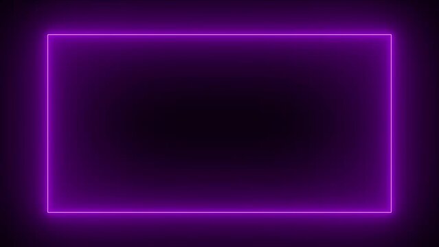 abstract glowing neon rectangle frame animation background 4k