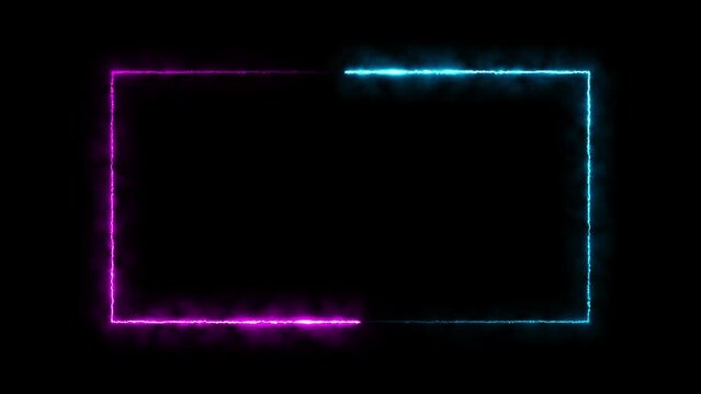 abstract neon rectangle frame animation background 4k