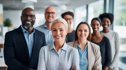 Obraz premium Corporate colleagues in a modern office. Generative AI