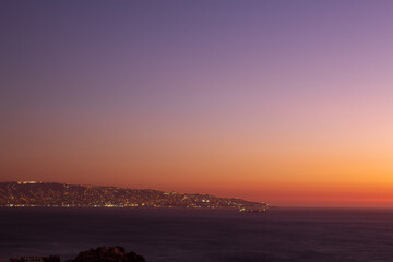 sunset over the sea  Vina del Mar, Valparaiso, Chile
