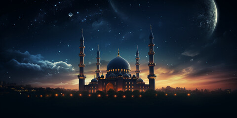 Naklejka premium blue mosque, blue mosque at night, mosque at night, 