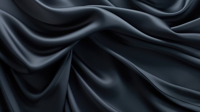 Waves of charcoal satin fabric