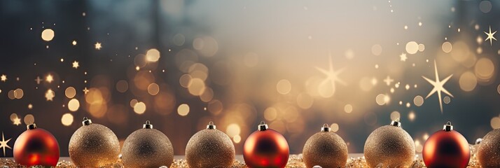 Obraz na płótnie Canvas christmas background with baubles Blurred Shiny Lights banner 