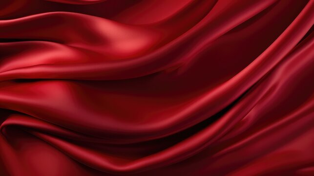 Waves of crimson satin fabric