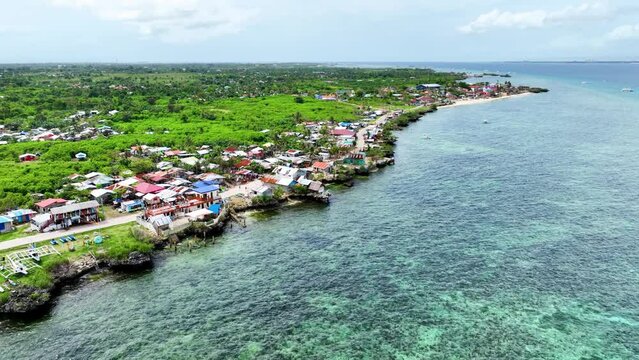 Aerial shot of the small Olango Island just off the coast of Cebu City Philippines.