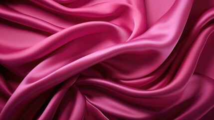 Waves of magenta satin fabric