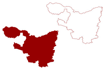 Naklejka premium Frauenfeld District (Switzerland, Swiss Confederation, Canton of Thurgau or Thurgovia) map vector illustration, scribble sketch Bezirk Frauenfeld map
