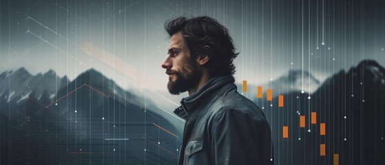 Beautiful technological portrait of a man. Generative AI