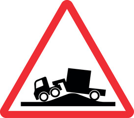 Risk of grounding road sign. Traffic signs and symbols.
