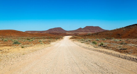 driving through the mountains and deserts of Namibia