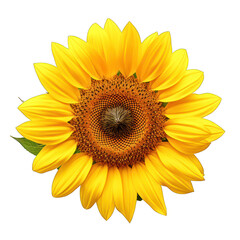 Yellow sunflower cutout isolated against white transparent background 