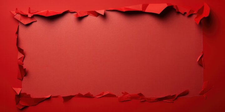 Red frame of ripped torn paper