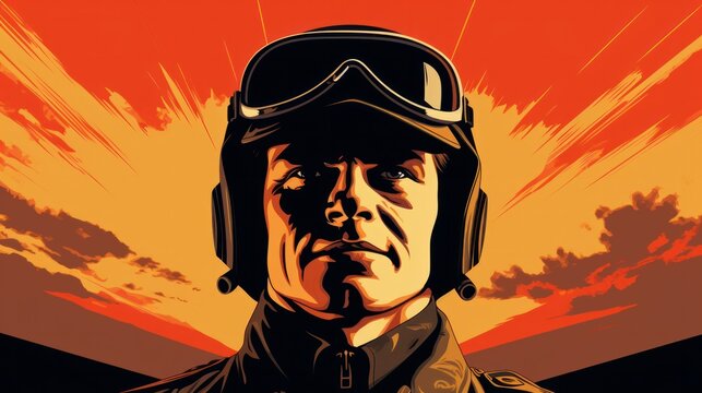 Pilot WW2 retro style poster