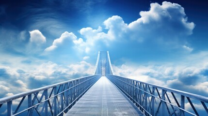 Bridge to heaven made of clouds in the blue sky