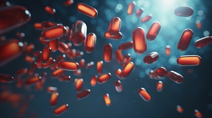Antibiotics and capsules in the air. Concept is healthy. Generative AI