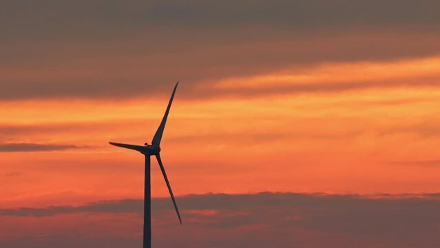 wind turbine at sunset