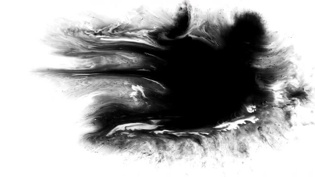 ink transition on white screen, drop texture, ink transition splatter blot , painting animation background animation, luma effect	Ink drops stream splatter stain leak spread flow scatter over screen	
