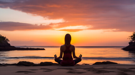 Fototapeta premium Tranquil Sunrise Yoga AI 
