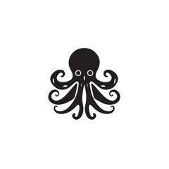 Octopus in cartoon, doodle style. 2d vector illustration in logo, icon style. Black and white