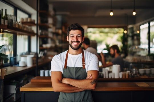 Diverse Coffee Shop Team: Male and Female Staff at Work
